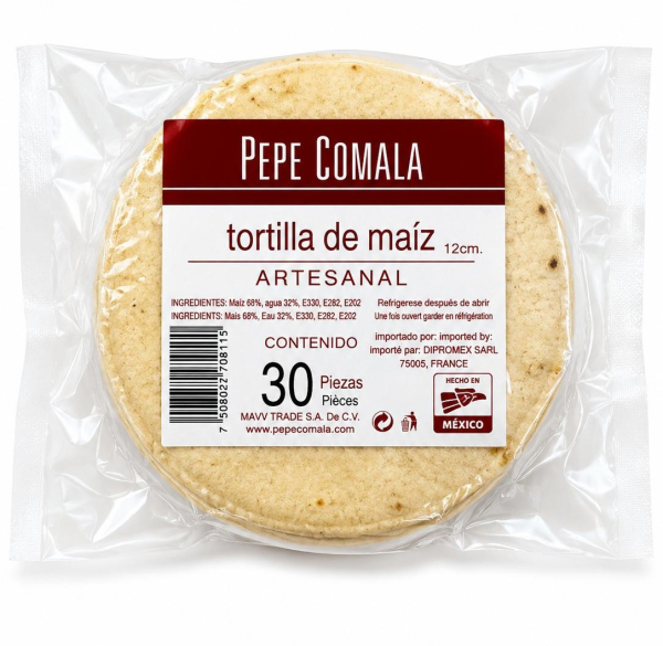Tartilla Artesanal de Maizblanco Pepe Comala  30 Stück (12 cm)